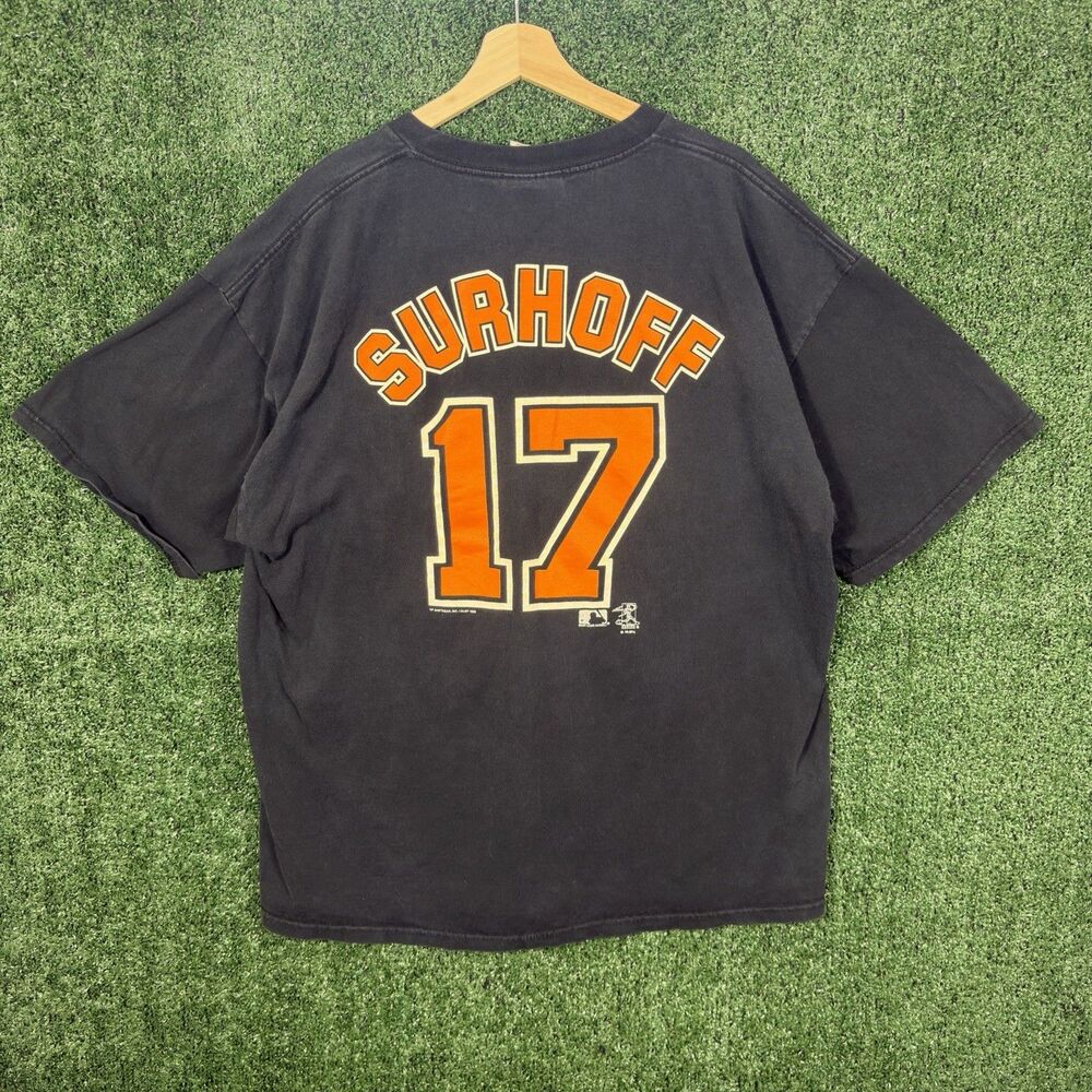 Vintage Lee Sport BJ Surhoff Baltimore Orioles T Shirt MLB 1995 Nutmeg Mills 2XL